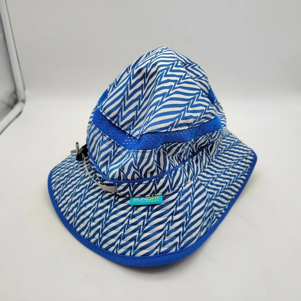 Sunday Afternoons Sun Hat Kids Medium Blue White Adjustable Bucket Hat